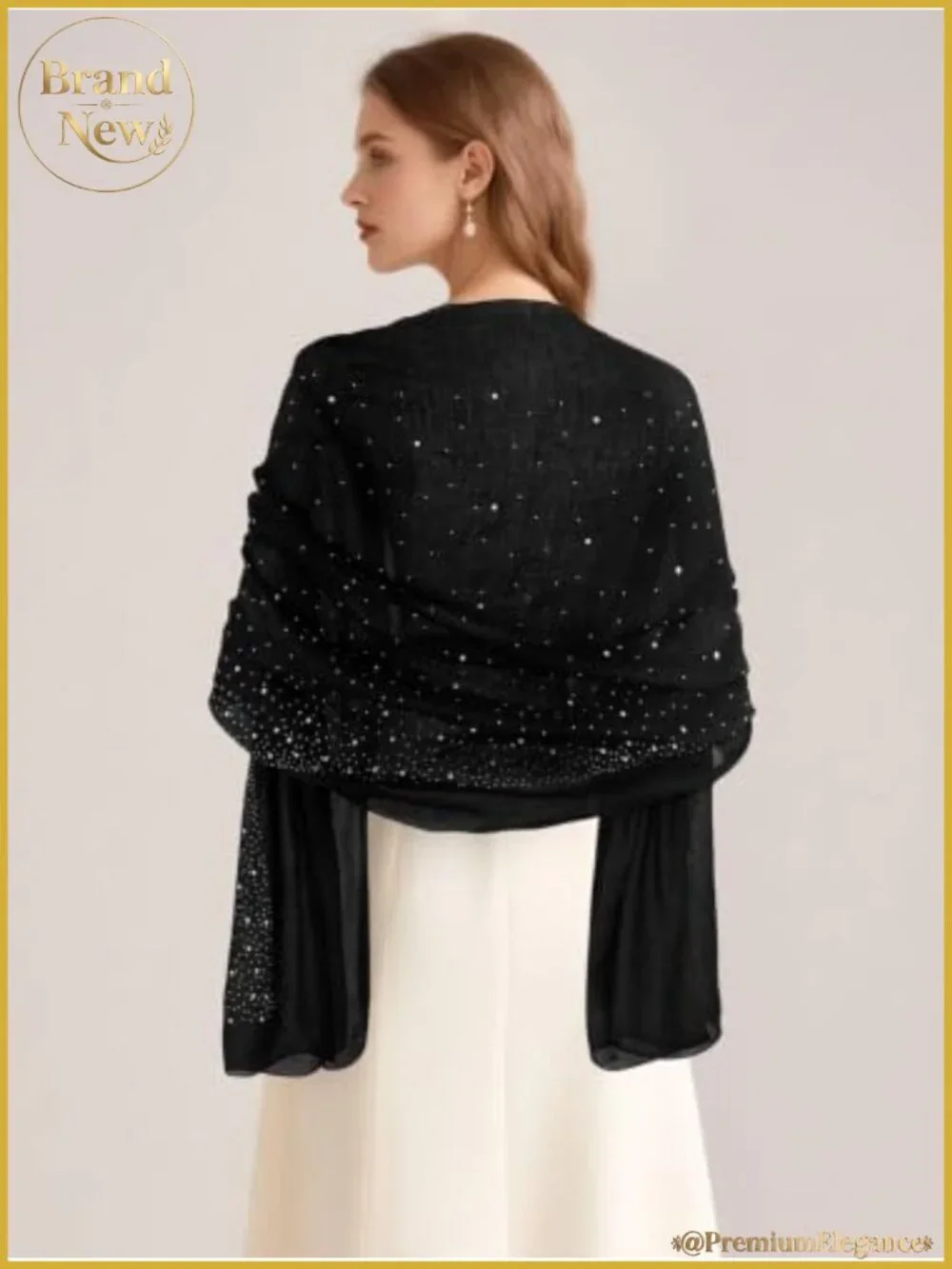 Rhinestone Pearl Sparkly Scarf Lightweight Shawl Wrap Dressy Evening